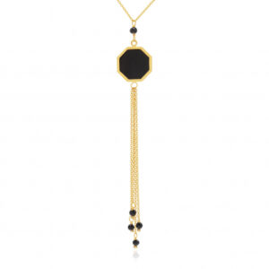 Collier en or jaune, onyx et spinelles