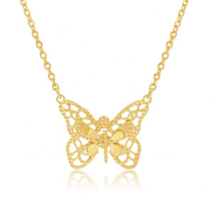 Collier en or jaune, papillon