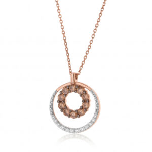 Collier en or rose et rhodié, diamants blancs et diamants bruns