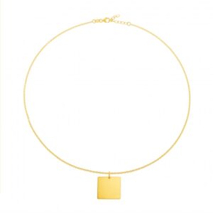 Collier en plaqué or, carré 20mm