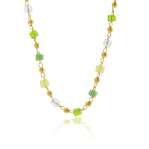 Collier en plaqué or et pierres synthétiques