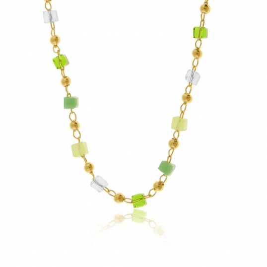 Collier en plaqué or et pierres synthétiques Collier en plaqué or et pierres synthétiques