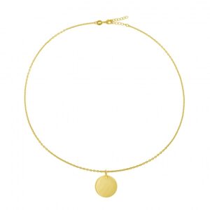 Collier en plaqué or, plaque ronde 25 mm