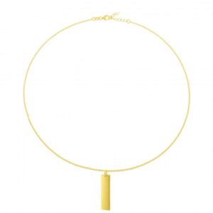 Collier en plaqué or, plaque verticale 10mm
