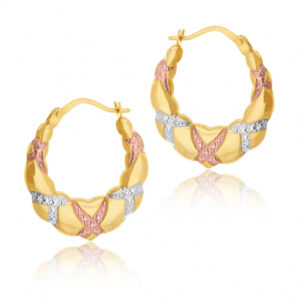 Créoles en or jaune et rhodié