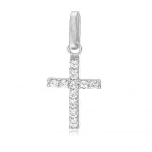 Croix en or gris et oxydes de zirconium