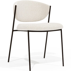 Dining chair - Upholstered in Bouclé Fabric - Black Metal - Vara