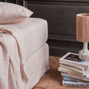 Drap-housse en lin lavé - Beige Rosé