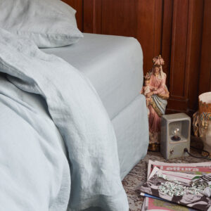 Drap-housse en lin lavé - Gris Vésuve