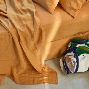 Drap plat en lin lavé - Jaune Asahi