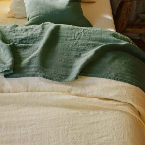 Drap plat en lin lavé - Vert d'Anduze