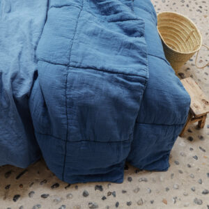 Édredon en 100% lin lavé - Bleu Paros