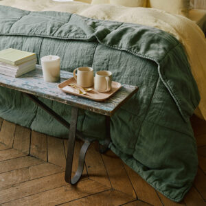 Édredon en 100% lin lavé - Vert d'Anduze