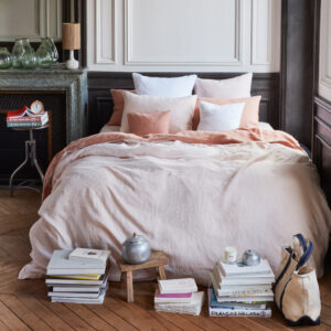 Housse de couette en lin lavé - Beige Rosé