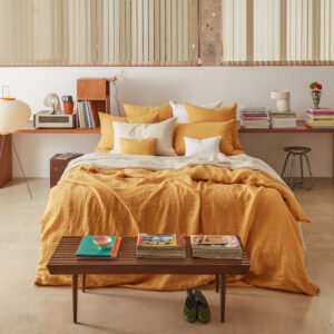 Housse de couette en lin lavé - Jaune Asahi