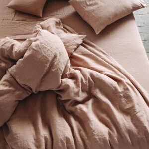 Housse de couette en lin lavé - Rose Argile