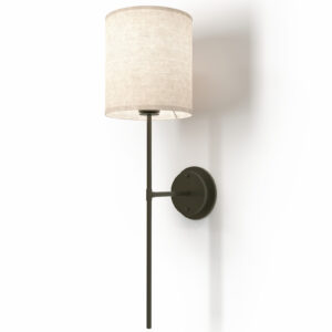 Lamp Wall Light - Black with Fabric Shade - Norman