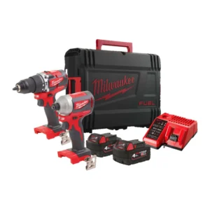 Milwaukee M18 CBLPP2A-402C - Set perceuse à percussion (M18 CBLPD-0) & visseuse à choc (M18 CBLID-0) (2x batterie 4,0Ah) dans HD box