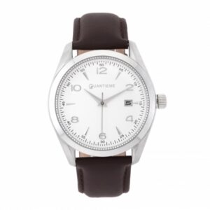 Montre homme, boîte acier, bracelet cuir et verre minéral