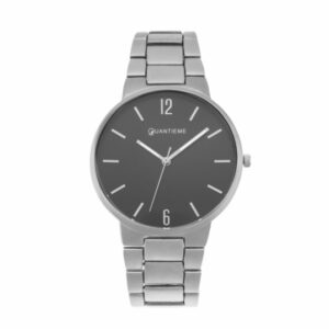 Montre homme, boîte acier et bracelet acier gris, verre minéral