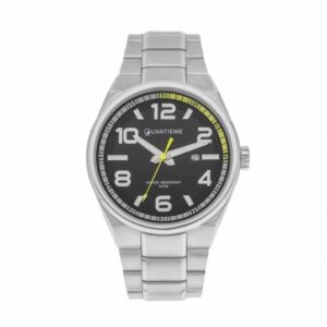 Montre homme étanche 50 mètres, boîte acier, bracelet acier et verre minéral