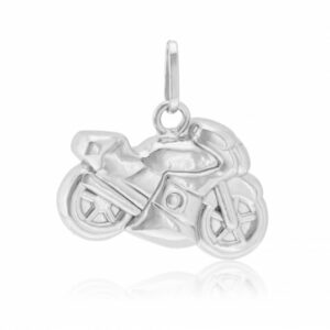 Pendentif en argent rhodié, moto