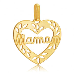 Pendentif en or jaune, coeur maman