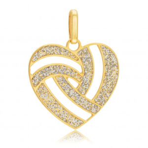 Pendentif en or jaune et laque pailletée, coeur