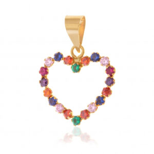 Pendentif en or jaune et oxydes de zirconium, coeur