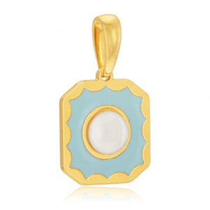 Pendentif en or jaune, laque et quartz rose