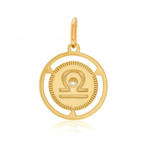Pendentif zodiaque en or jaune et diamant, balance
