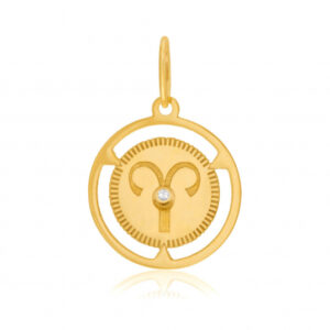 Pendentif zodiaque en or jaune et diamant, bélier