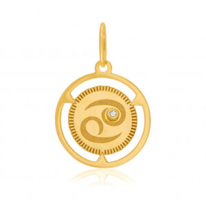 Pendentif zodiaque en or jaune et diamant, cancer