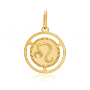 Pendentif zodiaque en or jaune et diamant, lion