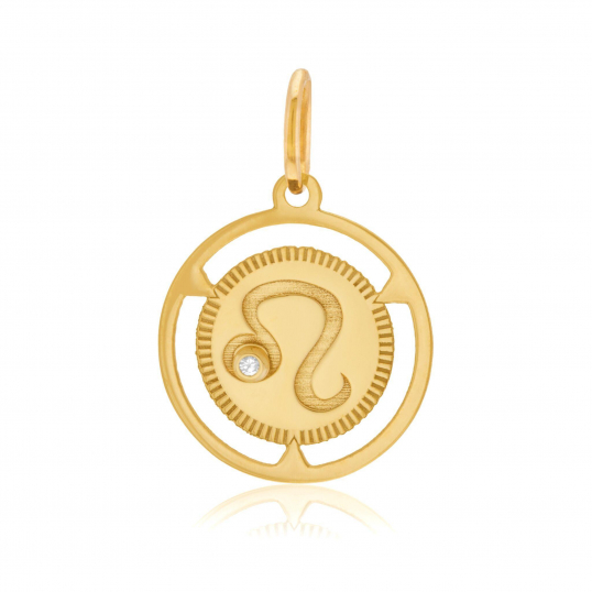 Pendentif zodiaque en or jaune et diamant, lion Pendentif zodiaque en or jaune et diamant, lion