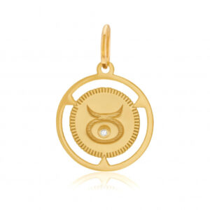 Pendentif zodiaque en or jaune et diamant, taureau