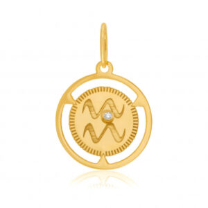 Pendentif zodiaque en or jaune et diamant, verseau