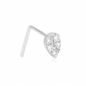 Piercing de nez en or gris et diamants, goutte