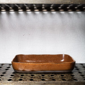 Plat en grès n°10 - Ocre