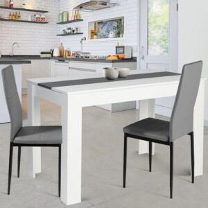 Table A Manger Rozy 4 Personnes Blanche Et Grise 110 Cm