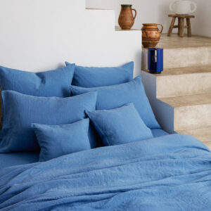 Taie d'oreiller en lin lavé - Bleu Paros