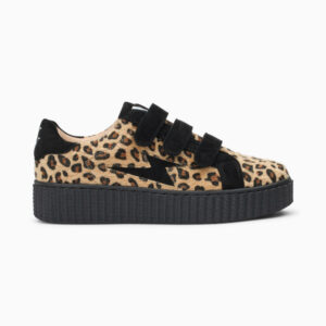 Alia beige leopard and black storm sneakers with velcro