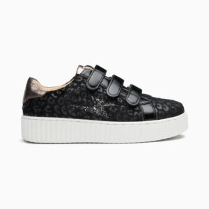 Alia black leopard storm sneakers with patent velcro