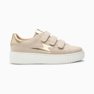 Alison beige and gold storm sneakers with velcro