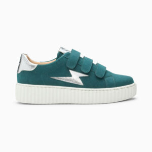 Alison green and silver storm sneakers with velcro