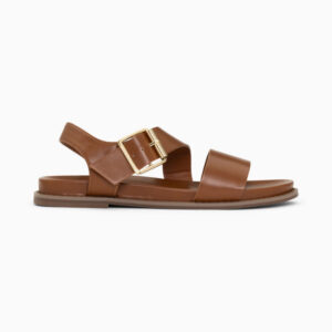 Ameline camel flat sandals with wide straps