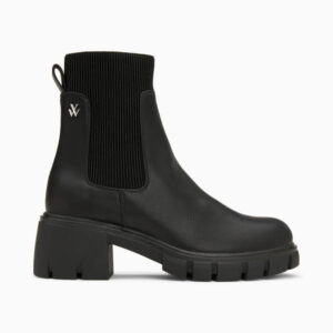 Annie black Chelsea ankle boots with notched heel