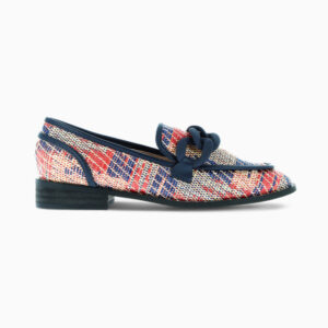 Barbara navy loafers with matt chain