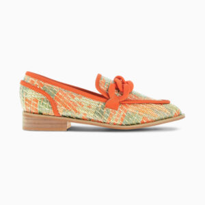 Barbara orange loafers with matt chain