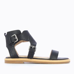 Beatrice black textured flat sandals